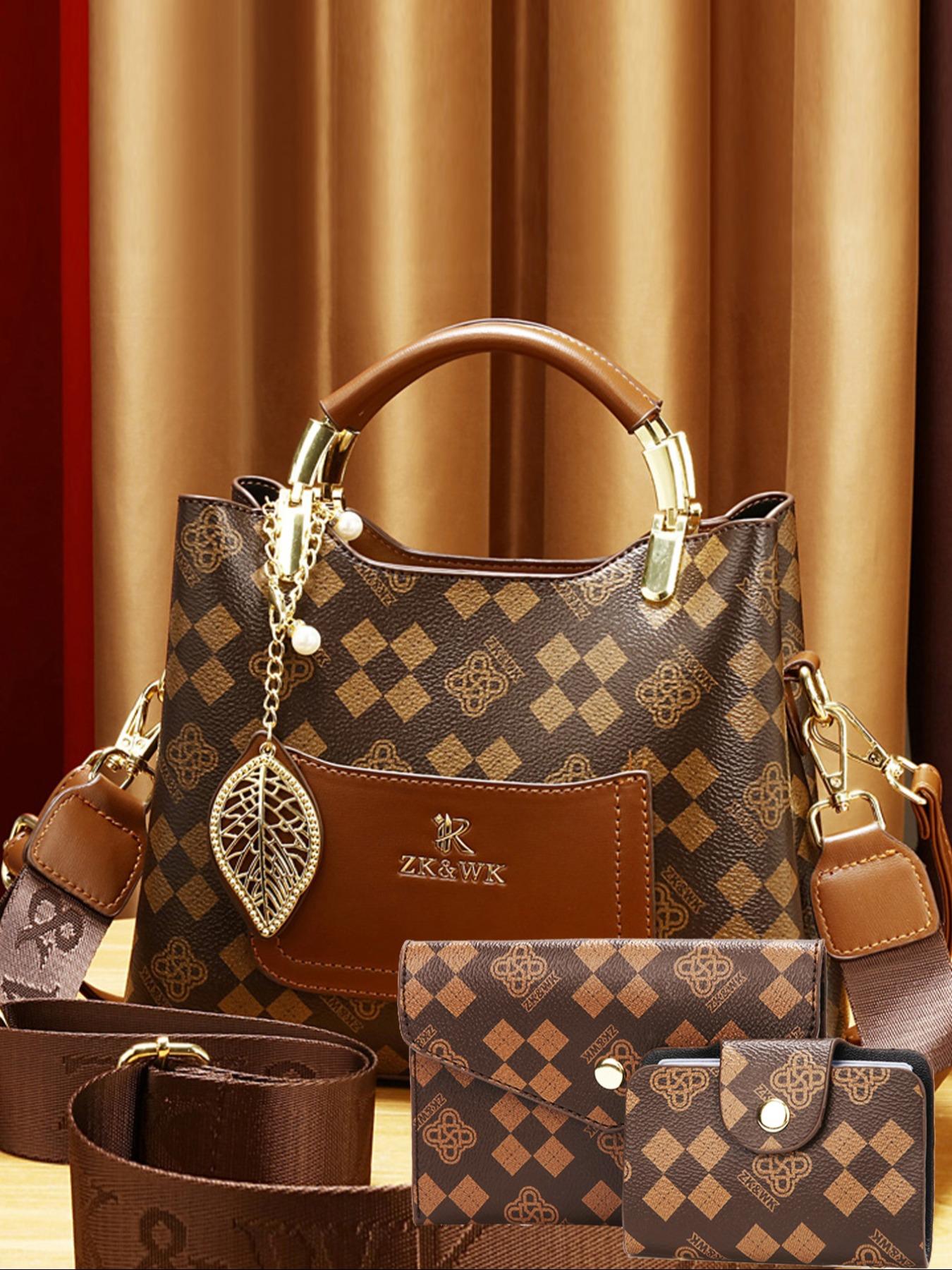 Classic Fashion Versatile Shoulder Bag, High-End Vintage Print Crossbody Backpack, Large Capacity Women's Bag, Casual Handbag Satchel, Casual Geometric Pattern