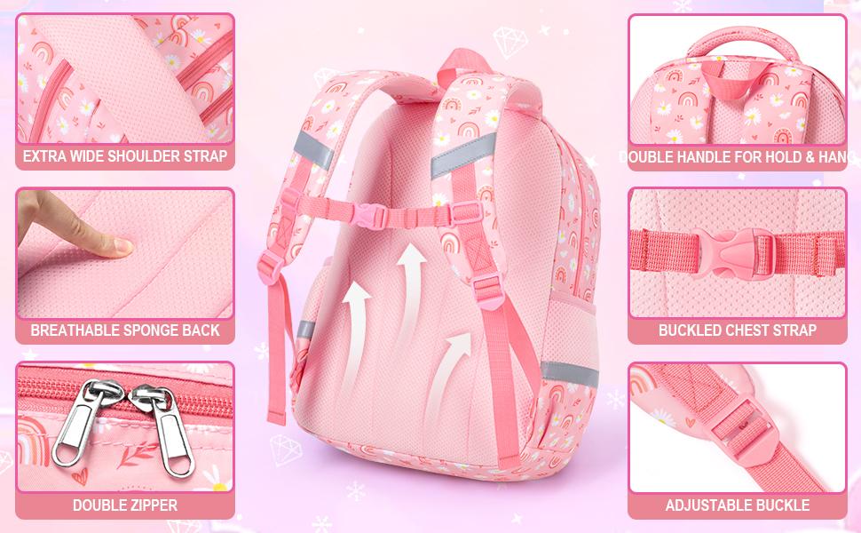 Fimibuke 3-in-1 School Backpack Set – Waterproof Cute Bookbag with Lunch Box & Pencil Case,  Back to School