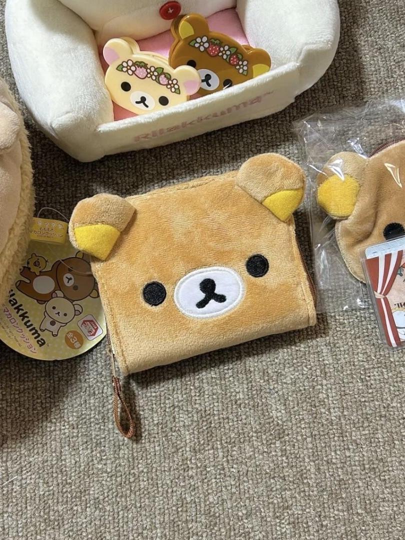 Japanese Cartoon Cute Teddy Bear Classic Zero Wallet Short Card Bag Portable Wallet Anime Plush Storage Bag New Year'S Gift