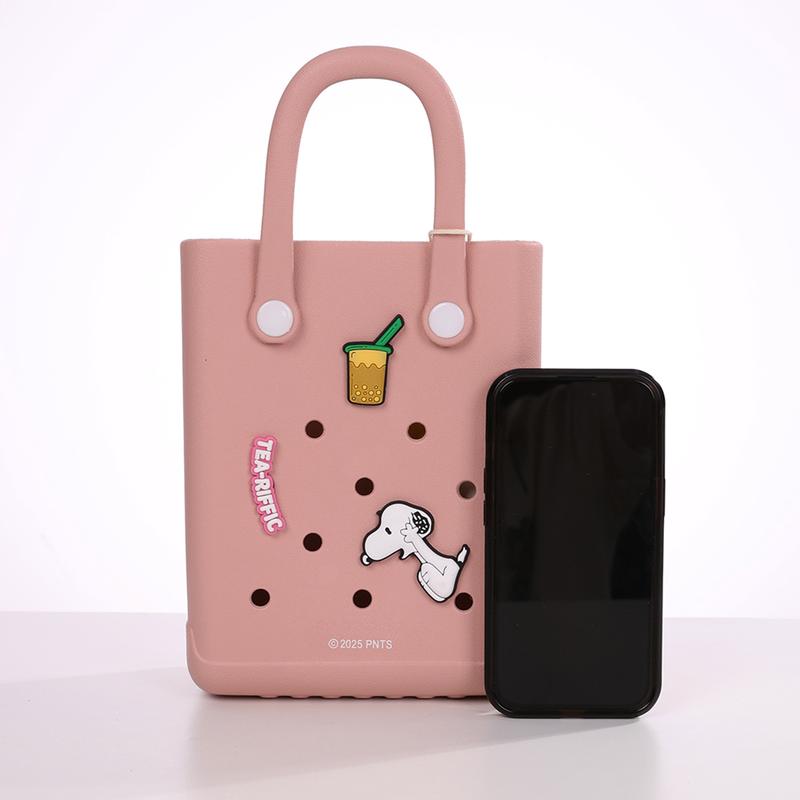 Snoopy Collection Holes Small Handheld Bag - Lightweight for Women, Cartoon Collab, Casual Outings, Easter Basket,Durable Lunch Bag for Girls with Cute Cartoon Collab Design,Hole Bags with a Hole Diameter of 1 cm