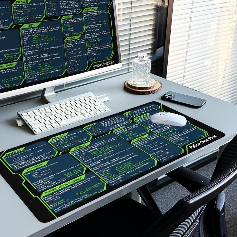 Python Cheat Sheet Desk Mat Gaming Mouse Pad XXL Extended Mouse Pad for Laptop Large Mouse Pad for Desk with Non-Slip Rubber Base Stitched Edges Surface for PC Gamers Office Workers & Home Use