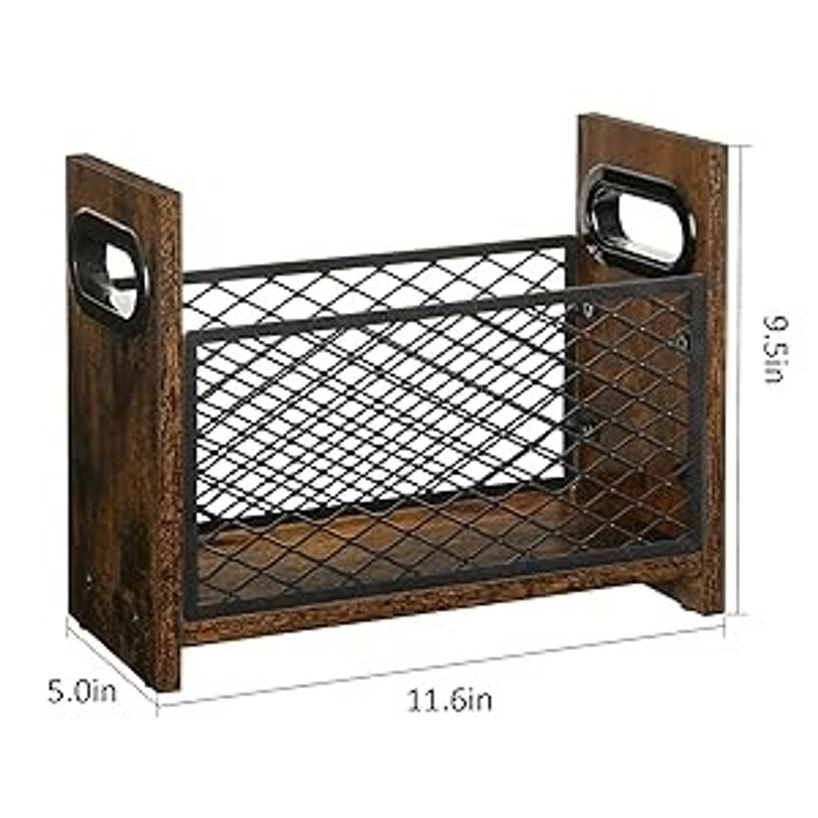 Small Farmhouse Look Open-Top Compact Storage Basket, Desktop Letter Holder for Home Office Magazines, Books, Newspapers