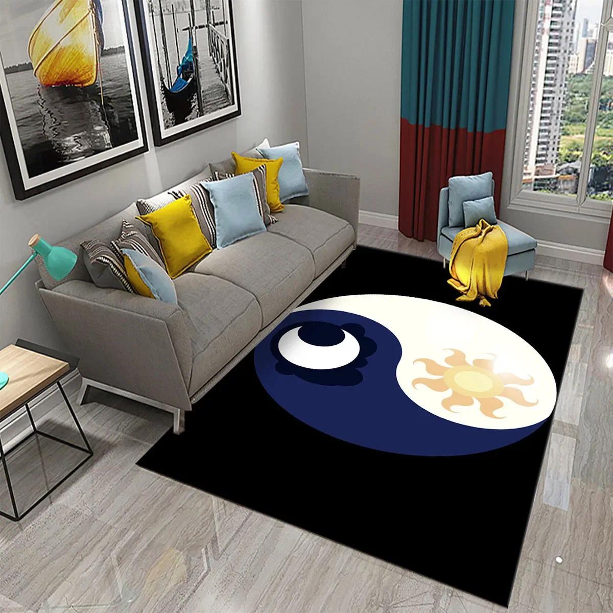 Yin Yang Tai Chi Ink Wash Flannel Area Rug - Traditional Chinese Philosophy Print Soft Mat for Living Room, Non-Slip Spiritual Home Decor#YinYangRug #TaiChiMat #InkWashDecor #ChinesePhilosophyCarpet #NonSlipFlannelRug