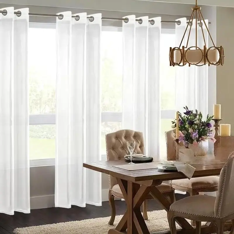 Set of 4 Multi-Size Solid White Sheer Panels, Grommet Top Soft Breathable Window Treatment, Sheer Voile Softens Light, 63/84/95/108in Long for Bedroom, Do Not Bleach