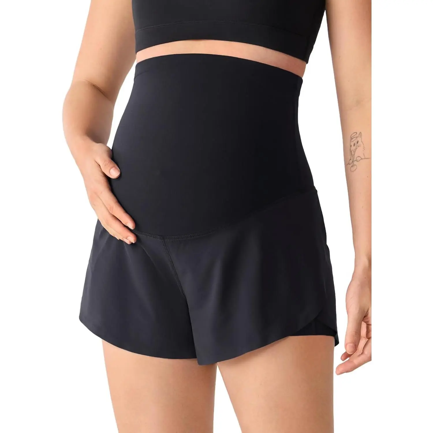 Athletic Maternity Dolphin Shorts 3" | Natrelax collection, Pregnancy running shorts, Over the belly, Liner pockets, For women