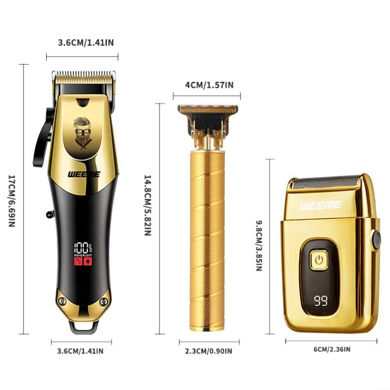 Weeme Men's Professional, USB Rechargeable Electric Shaver, T-Blade Trimmer, 8 Guide Combs, 3 Cleaning Brushes, Gift Boxed, Barber Clippers Set