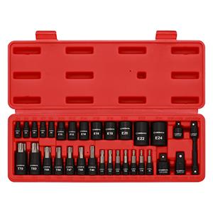 CASOMAN 32-Piece Torx Bit Socket and Female External Socket Set, 14 Star Bits (T8- T70) and 13 Female E-Torx Sockets (E4-E24), Include 5 Impact Socket Adapter Hand Tools Heavy Duty, #TikTokShopfalldealsforyou Hex Wrenches