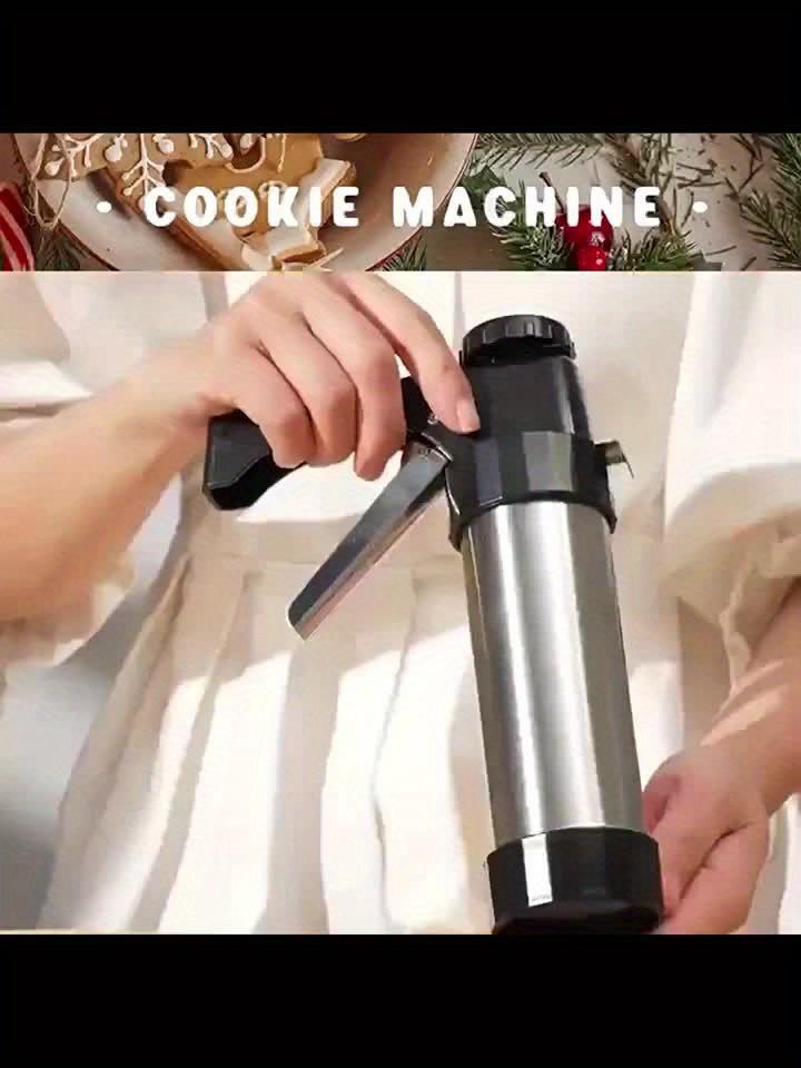 22Pcs cookie press extruder, cream piping gun, piping nozzle for molten beans, baking tools, including 13pcs pattern disc + 8pcs piping nozzle + 1pc press gun, essential kitchen tools for Christmas and Valentine's Day baking, no electricity required,