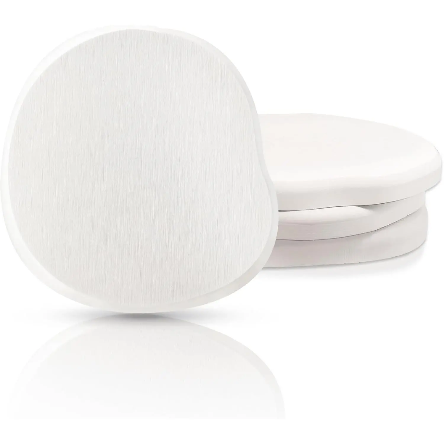 Diatomaceous Earth Coaster Set of 4, Unique Absorbent Stone Coaster, Irregular Shape Round Coasters, Modern Diatomaceous Earth Design Instant Dry Stone for Drinks, Table Desk at Work(White)