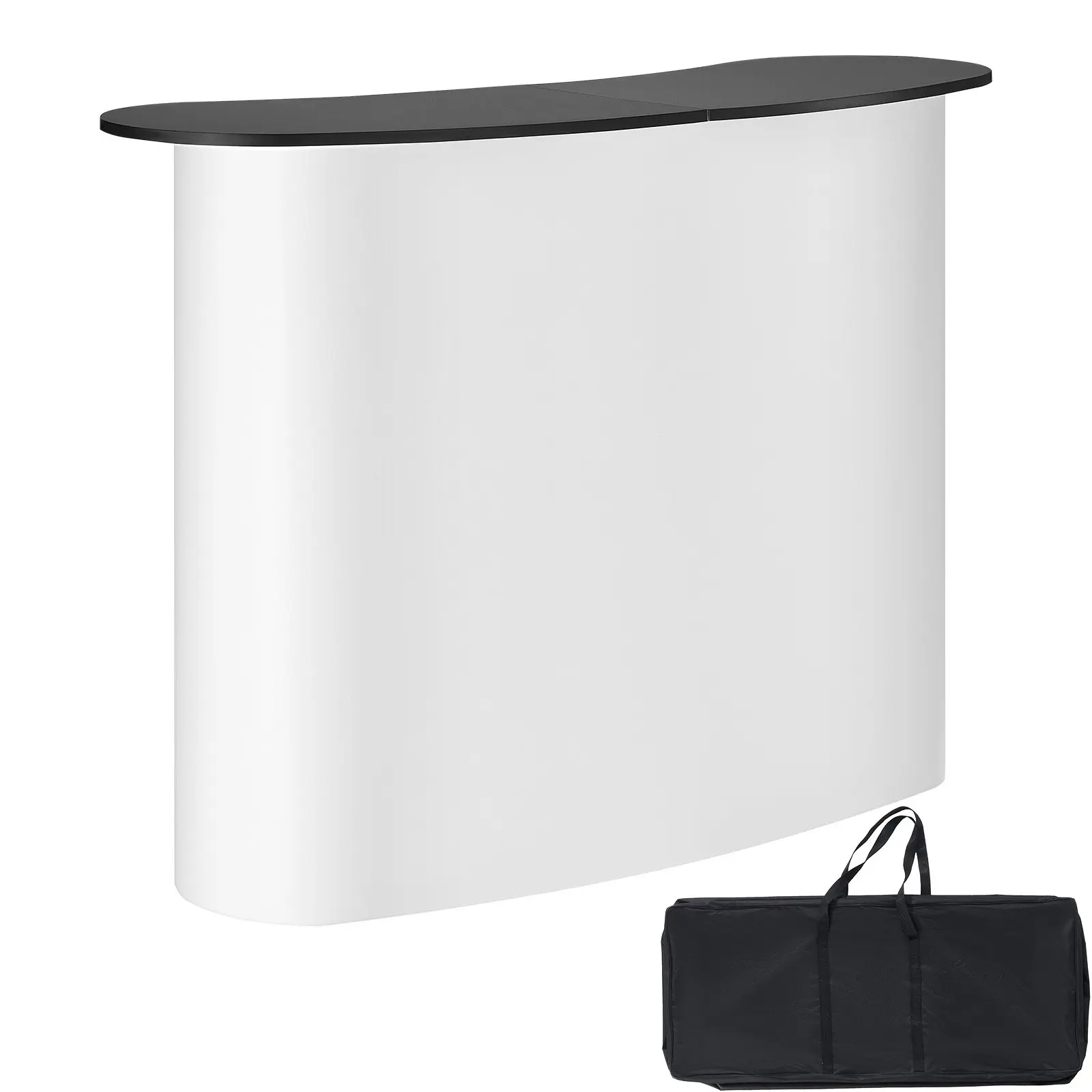 VEVOR Portable Tradeshow Podium Table - 51.18" Wide, 18.31"x37.4" Indoor Furniture, Exhibition Booth Display Counter with Wall, Foldable Retail Promotion Bar, Storage Rack, Carrying Bag