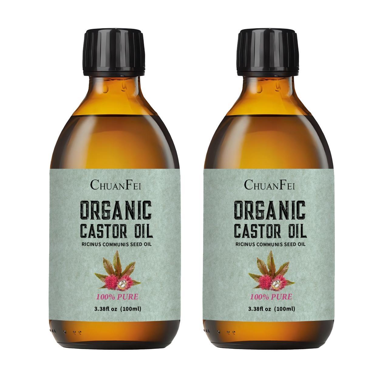 Organic Castor Oil 100ML Glass Bottle, Organic Health Ingredients No Fragrance, Face Hair Skin Full Body Care