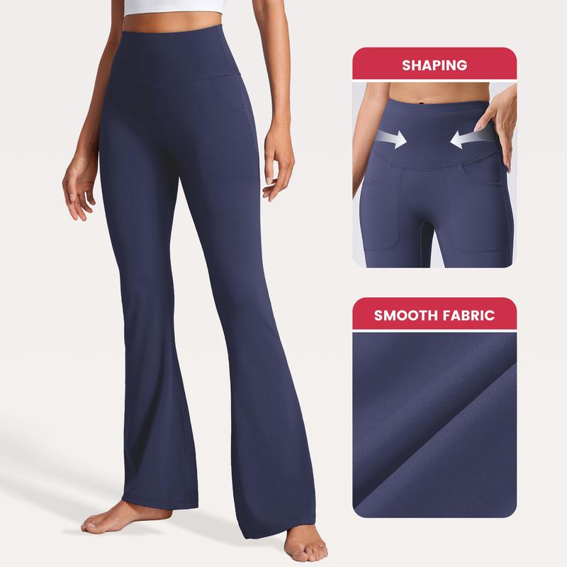 Viconow Flare Leggings for Women with Pockets - High Waist Bike Pants for Gym Workout Yoga Solid Color Casual Wear