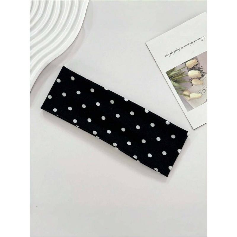 Polka Dot Yoga Training Workout Headband for Women Absorbent Elastic Hairband Fashion Sports Accessories Non-slip Running Headwear Elastic Headbands