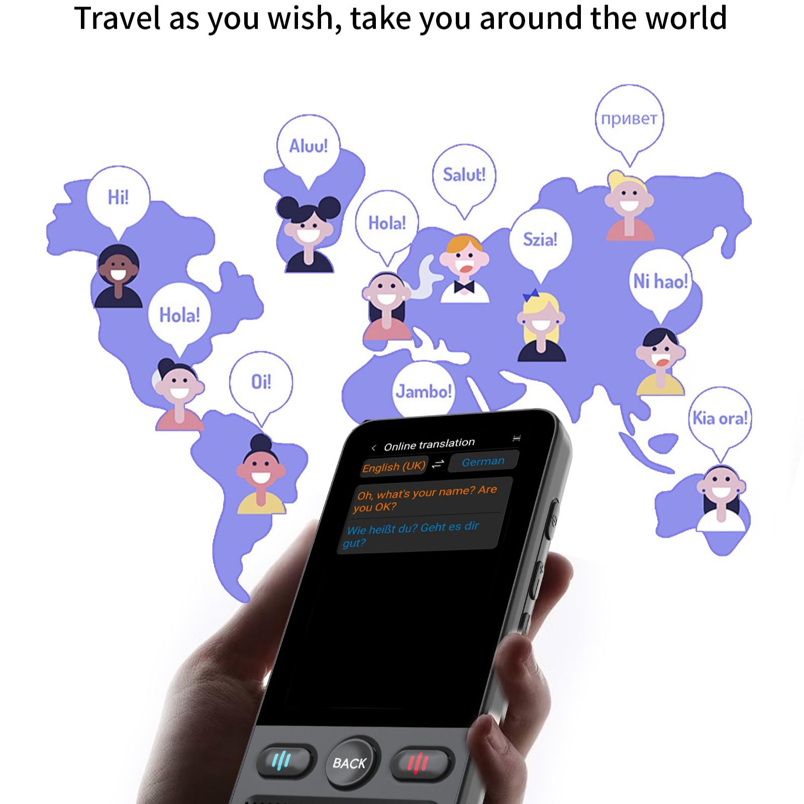 2026 New Language Translation Device, Portable Translator, Bidirectional Voice/text Translator, Supports Multiple Languages, Online and Offline, Business and Learning