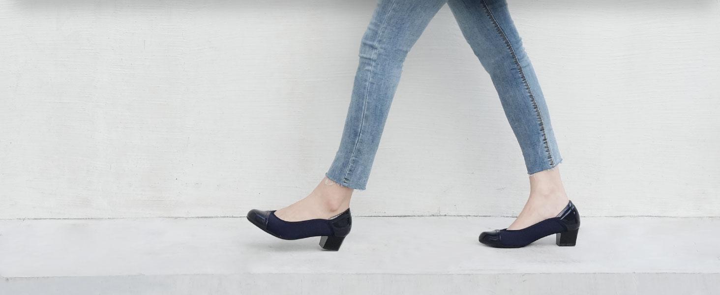 Women Accommodating to Bunions Dress Shoes Low Heel Pumps Slip On Loafers Footwear Girl