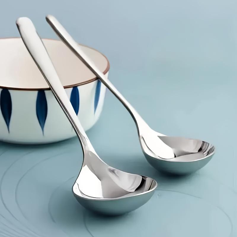 1Pc Stainless Steel Large Head Spoon Adult Drinking Soup Thickened Long Handle Household Kitchen Seasoning Drinking Porridge Hot Pot Special Large Serving Soup Long Handle Spoon Large Mouth Dry Rice Spoon for Restaurant Tableware