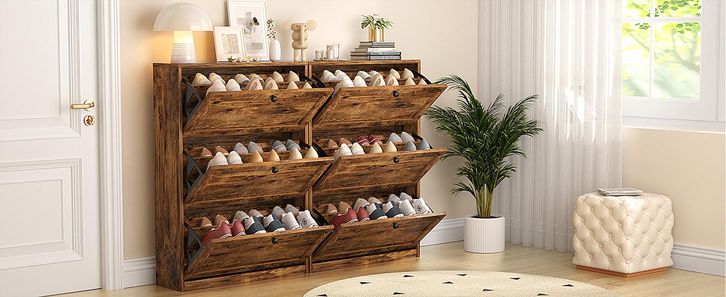 VOWNER Shoes Cabinet with Drawers for Narrow Entryway,Shoe Storage Cabinet Shoe Rack Organizer for Bedroom Living Room