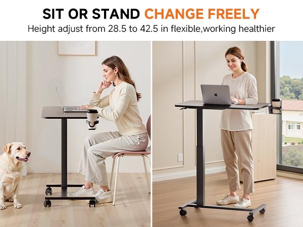 COMHOMA Adjustable Overbed Bedside Table with Lockable Wheels, Pneumatic Mobile Standing Laptop Desk, Portable Rolling Overbed Table Hospital Home Use COMHOMA Adjustable Overbed Bedside Table with Lockable Wheels, Pneumatic Mobile Standing Laptop Desk, Portable Rolling Overbed Table Hospital Home Use