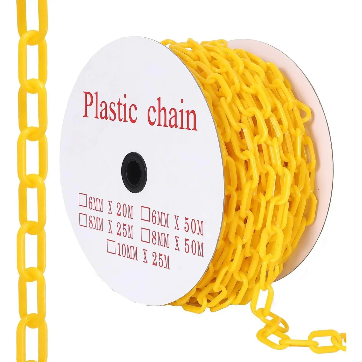 240 FT Plastic Chain Links with 50 Hooks, Safety Chain for Crowd Control, Parking Driveways Queue Lines Construction Sites, UV Resistant High Visibility Barrier