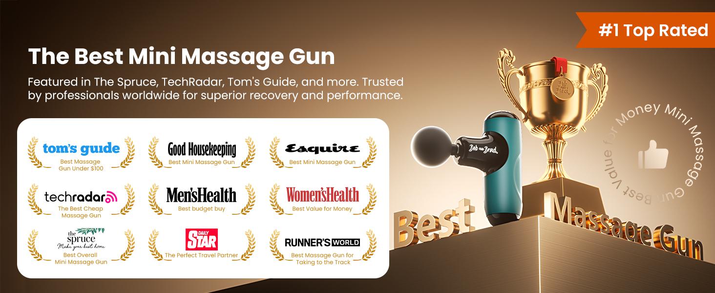 BOB AND BRAD Green Q2 Mini Massage Gun Pocket-Sized Adjustable Deep Tissue Massager Gun, Portable Percussion Muscle Massager Gun,Quiet Muscle Massage Gun with Carry Case-Green, FSA and HSA Eligible -Silicone, Idea Gift for Women and Men