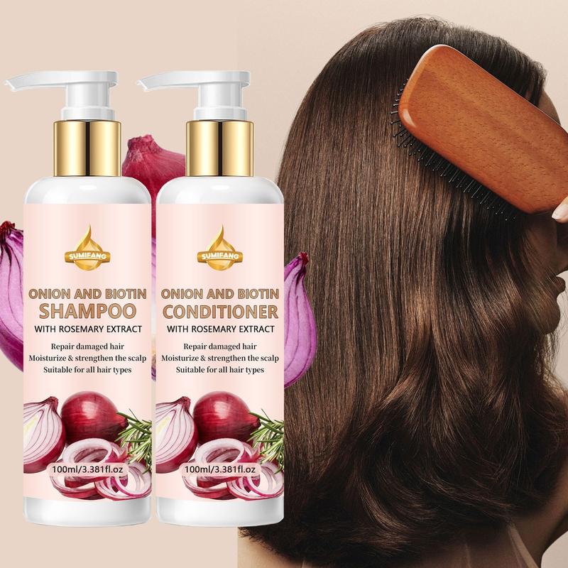 Onion Hair Care Set with Rosemary Extract, Onion, Biotin & Conditioner, Repair Damaged Hair, Nourish & Strengthen, Suitable for All Hair Types, Daily Use Onion Hair Care Set with Rosemary Extract, Onion, Biotin & Conditioner, Repair Damaged Hair, Nourish & Strengthen, Suitable for All Hair Types, Daily Use