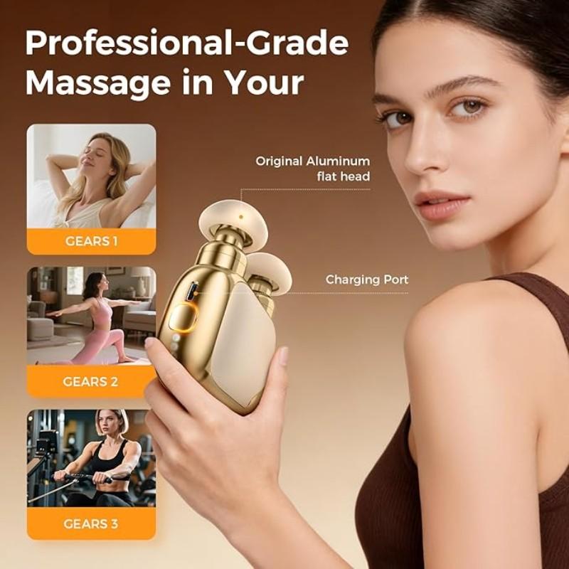 Mini Dual-Head Fascia Gun, Powerful Deep Muscle Massager, Equipped With 3 Massage Heads And 3 Adjustable Speed Settings; Supports USB Charging, Suitable For Travel, Exercise, And Daily Use. It Is An Ideal Travel Companion And A Great Gift Choice.