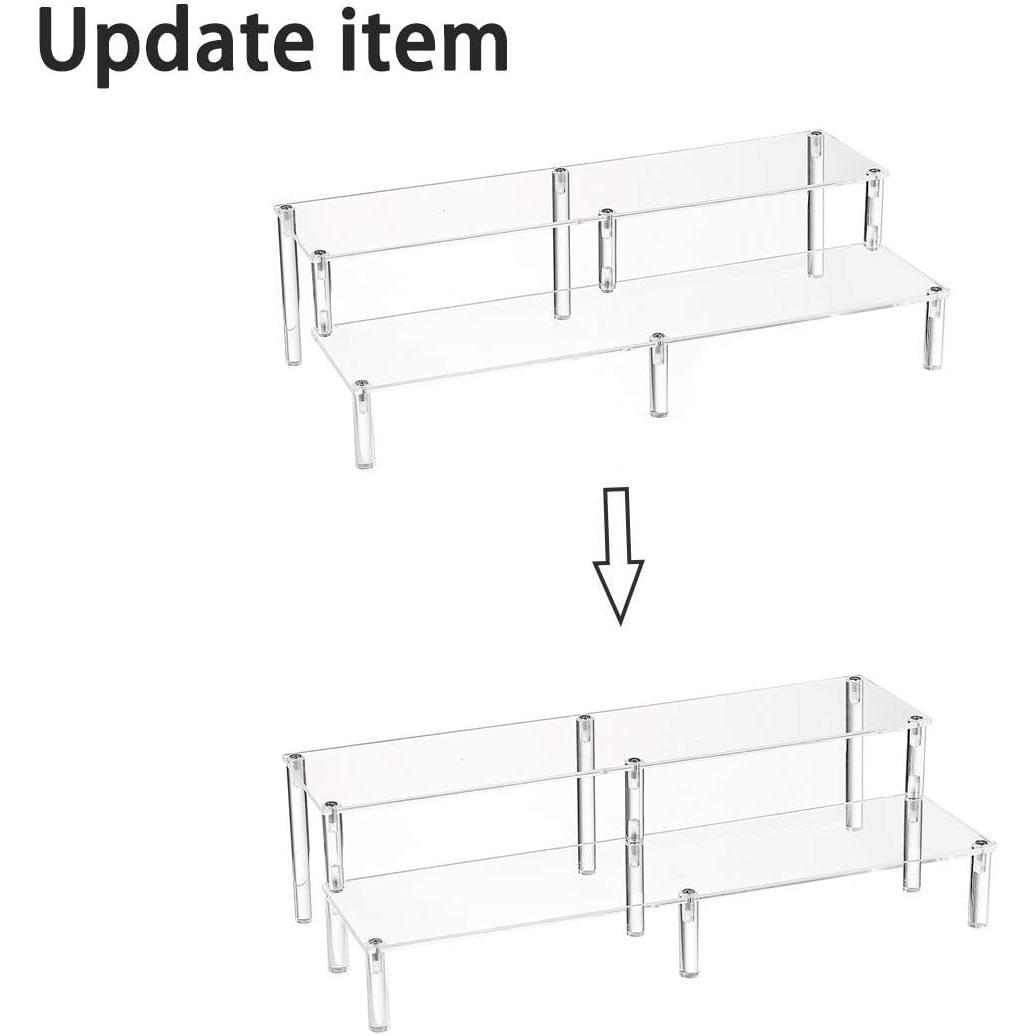 2 Tier Clear  Display Stand Cupcakes Holder, Dessert Display Riser for  Event, Birthday Party, Wedding Party ( 1 Pack - 16" X 6.9" X 4.25" )