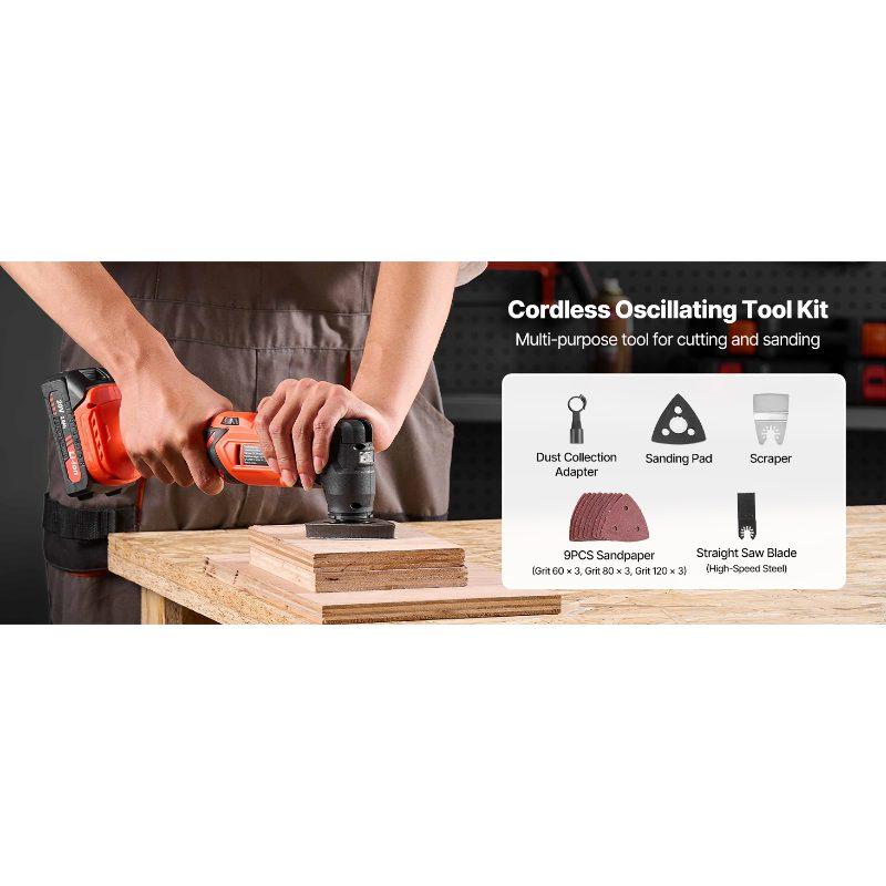 fathersdaygift VEVOR Cordless Oscillating Tool, 20V Oscillating Multi Tool Kit with 6 Variable Speeds 8500 - 17000 OPM, 3.2 Oscillation Angle, 2.0Ah Battery Pack Charger, 12PCS Saw Accessories LED Work Light fathersdaygift VEVOR Cordless Oscillating Tool, 20V Oscillating Multi Tool Kit with 6 Variable Speeds 8500 - 17000 OPM, 3.2 Oscillation Angle, 2.0Ah Battery Pack Charger, 12PCS Saw Accessories LED Work Light