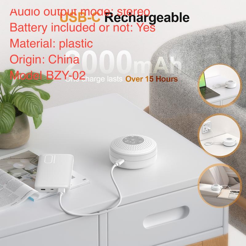 Portable Sound Machine, USB Rechargeable Wireless Multifunctional Desktop Speaker with 21 Nature Sounds, White Noise Machine for Sleep, Relaxation, Home, Office, Wireless Audio #TOP PICKS