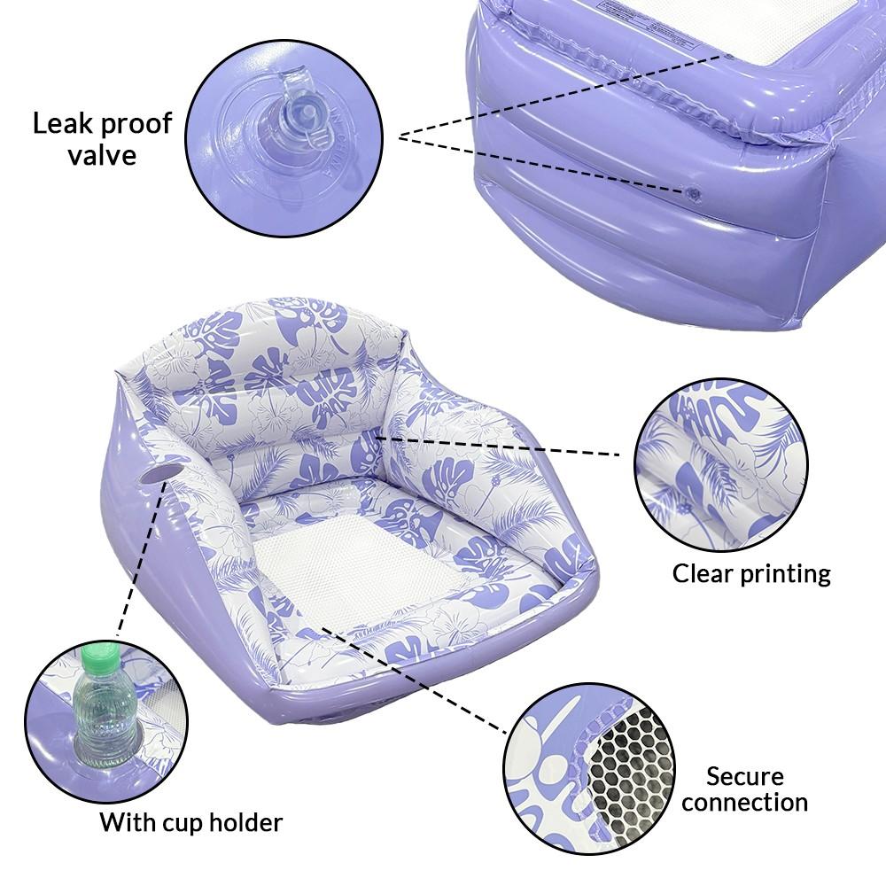 Tropical Adult Inflatable Water Sofa Float Pool with Cup Holder, Minimalist Design Pool Chair, 3-In-1 Inflatable Pool Toy, Outdoor Use