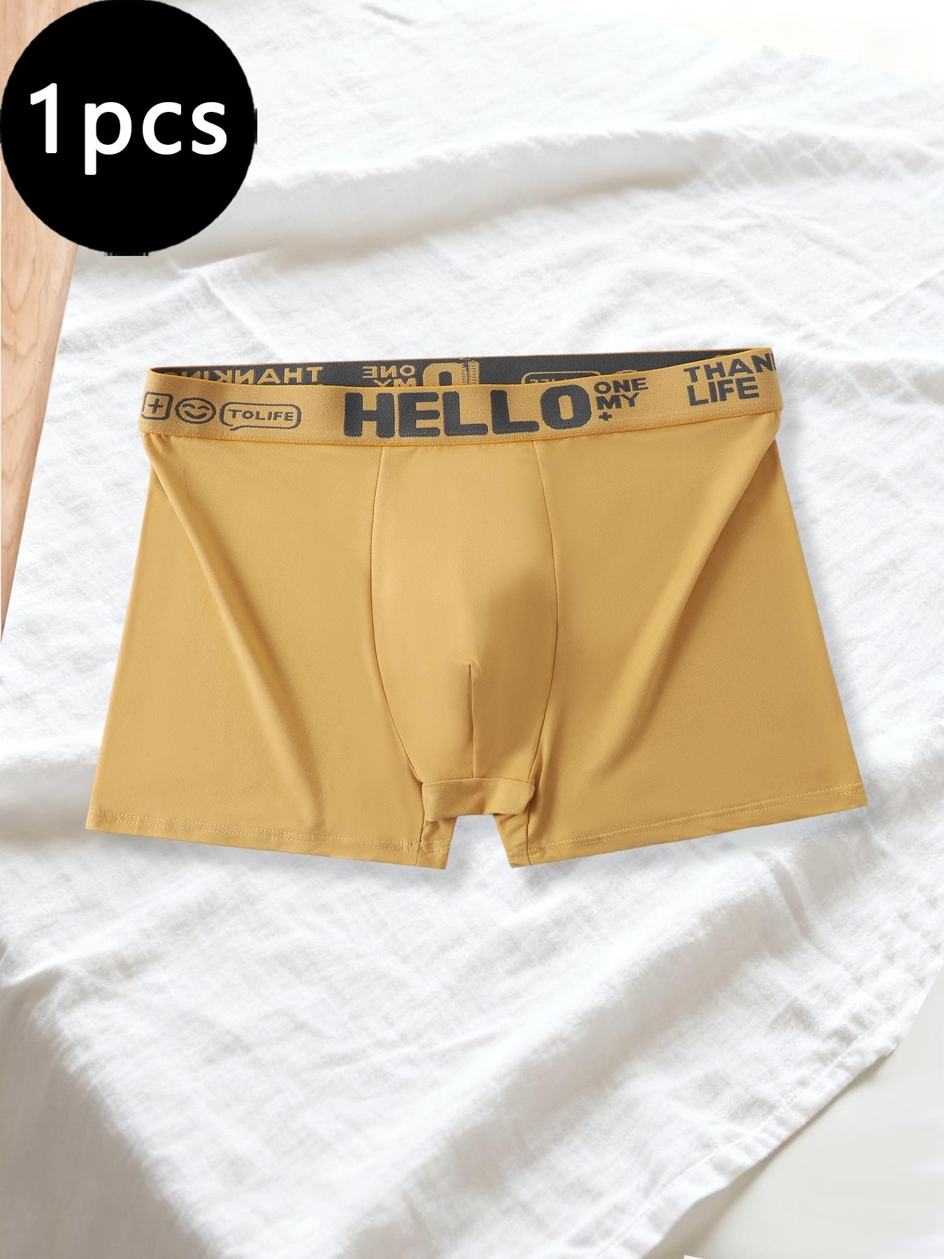 1 Pack Street Style Men's Boxer Briefs, 100% Cotton Breathable Underwear, Trendy Waistband Design, Men's Boxer Shorts