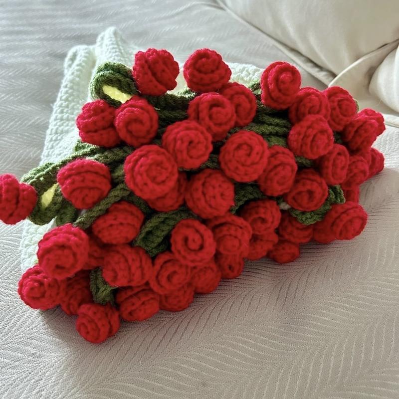 Rose hand-woven blanket, pure handmade blanket, can be turned into a bouquet of roses blanket,a gift for the object, mother, elders, a special gift-MM
