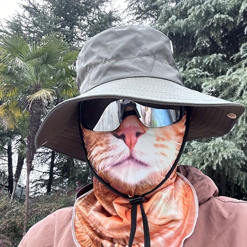 Summer Cycling Motorcycle Sun Protection Face Mask, 3D Animal Cat Design, Breathable Full Face Cover, Hooded Ear Hanging