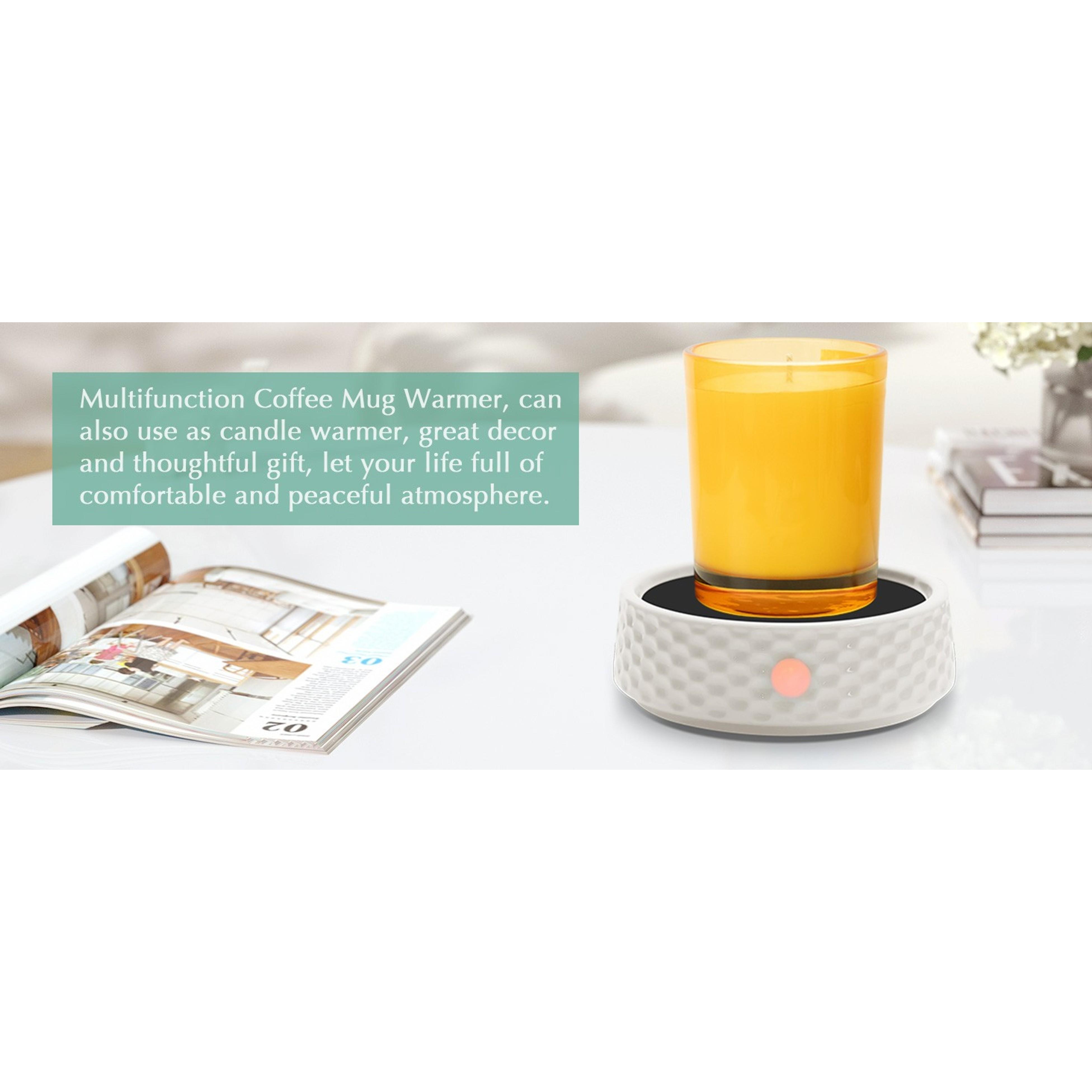 Large Electric Ceramic Candle Warmer Plate with Timer, Adjustable Fragrance Intensity, and Auto Shut Off – Aromatherapy Wax Warmer for Home Office, Heating Beverages Like Milk, Tea, and Hot ChocolateGift