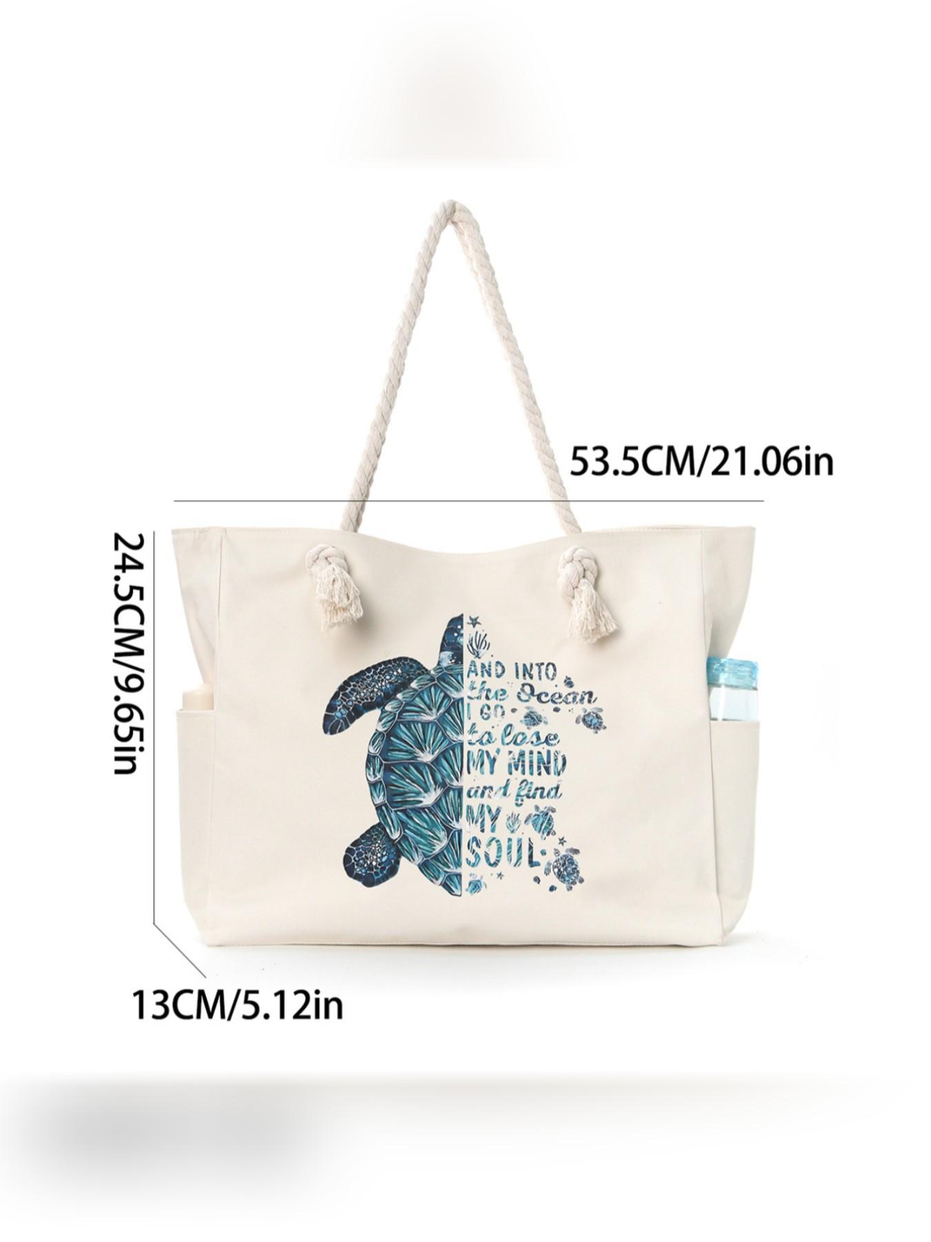 Large Capacity Turtle Beach Bag for Women, Casual Crossbody Backpack, Simple and Versatile Canvas Storage Bag, Ideal for Daily Use and Travel