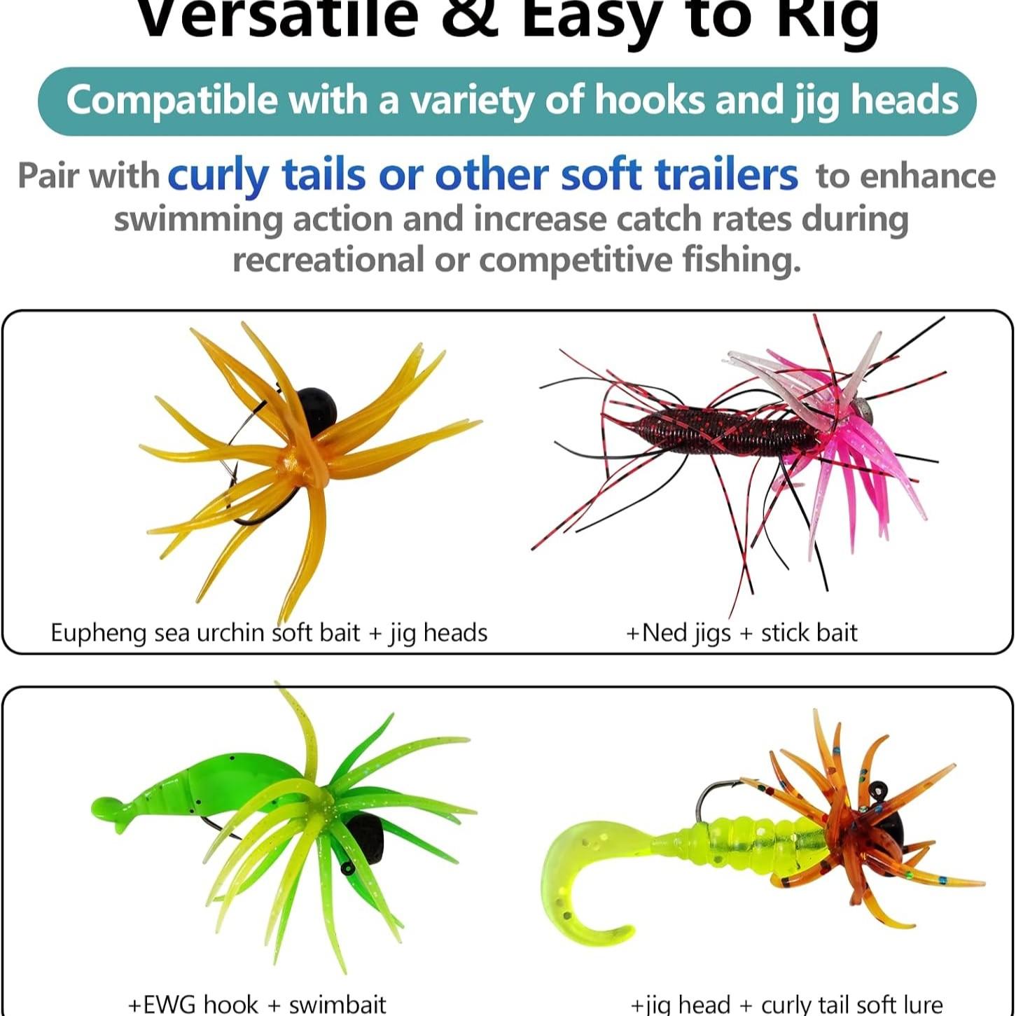 Lure Bait for Black Pits, Realistic Sea Urchin Soft Fishing Lures,  Floating TPR Swimbait with Reflective Stars, Soft Artificial Sea Urchin Lures for Shore, Trout, River, Lake, Saltwater, Slow Sinking & Floating Options for Drop Shot & Finesse Fishing