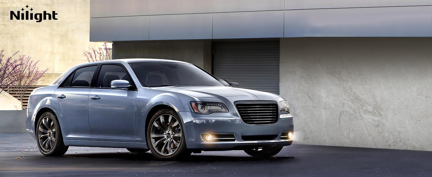 Nilight Fog Light Assembly Compatible with 2011 2012 2013 2014 Chrysler 300 Bumper Driving Lamps with Projector Lens and H11 12V 55W Halogen Bulbs Driver Side and Passenger Side