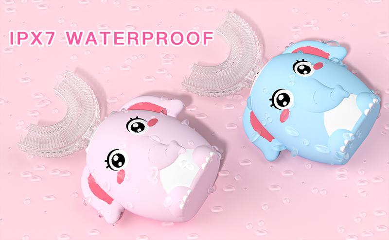 Kids Electric U Shaped Toothbrush Children Rechargeable Sonic Toothbrush Toddler baby toothbrushes with1-4 Brush Heads Full Mouth 6 Cleaning Modes Oral hygiene