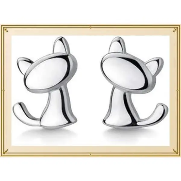 Cute Cat Stud Earrings S925 Sterling Silver Minimalist Tiny Cartilage Piercing Hypoallergenic Jewelry Gift for Women GirlsGift