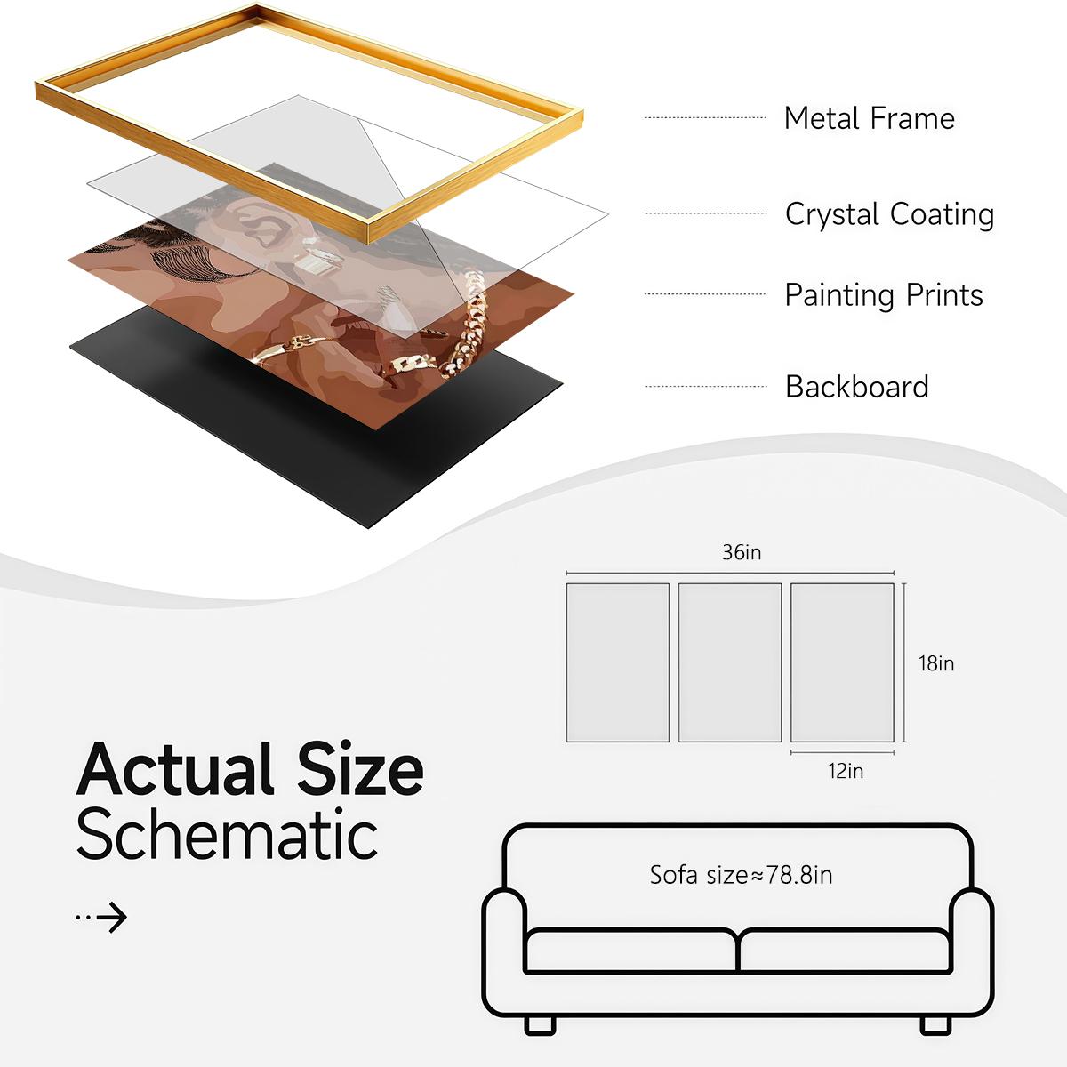 3 Counts Aluminum Alloy Framed Painting, Stylish Woman Jewelry And Gold Accessories Art Posters, Home Decoration For Living Room, Bedroom, Office, Restaurant, Hallway Wall Decor, Odorless Print Artwork, Luxury Perfect Gift For Friends And Family