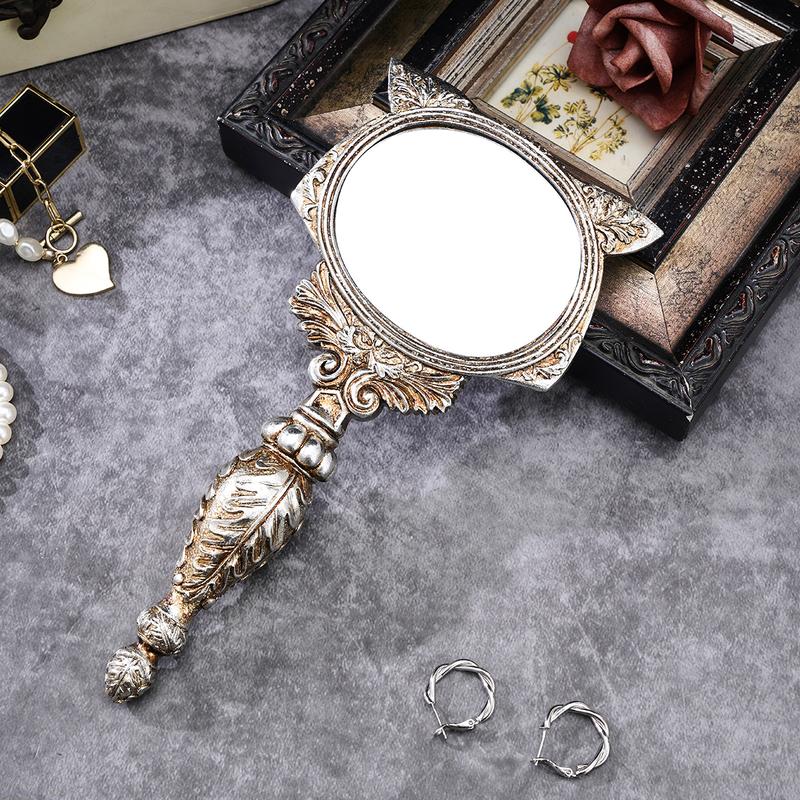 Resin Fox Shaped Mirror Decorative Ornament, Handheld Makeup Mirror, Desktop Decoration, Home Living Room Bedroom Decor, Holiday Party Gift, Travel Hand Mirror