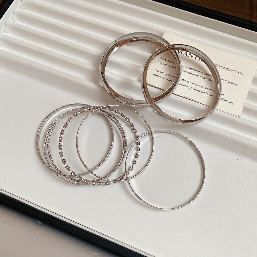 8-Piece Metal Geometric Textured Bangles Set, Chic Minimalist Luxury, Stylish Unique Women's Bracelets