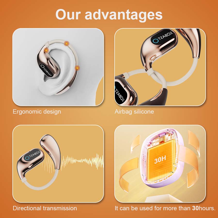 SOBAST Earhook Design Wireless Headset 2025 - Noise-canceling headset for cell phones, ergonomic design, long battery life, high fidelity sound quality Headphone Audio Electronic Earbud