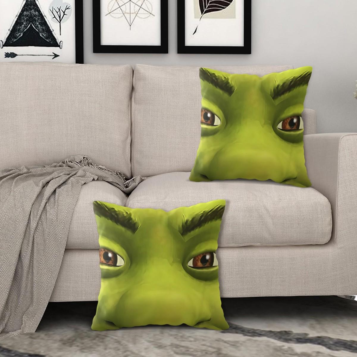 Shrek Pattern Pillow, 1 Piece Includes Pillow Core, Soft And Durable, Suitable For Children And Adults, Daily Holiday Birthday Gift, Bedroom Decoration For Bed, Sofa, Car