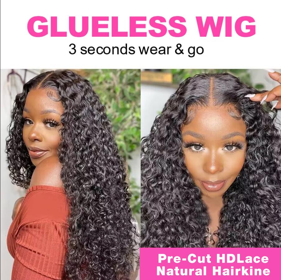 Glueless 5x5 Ready to Wear Deep Wave Lace Clousure Wig Human Hair For Women Pre Plucked 6x4 Curly Brazilian Transparent Lace Front Wigs