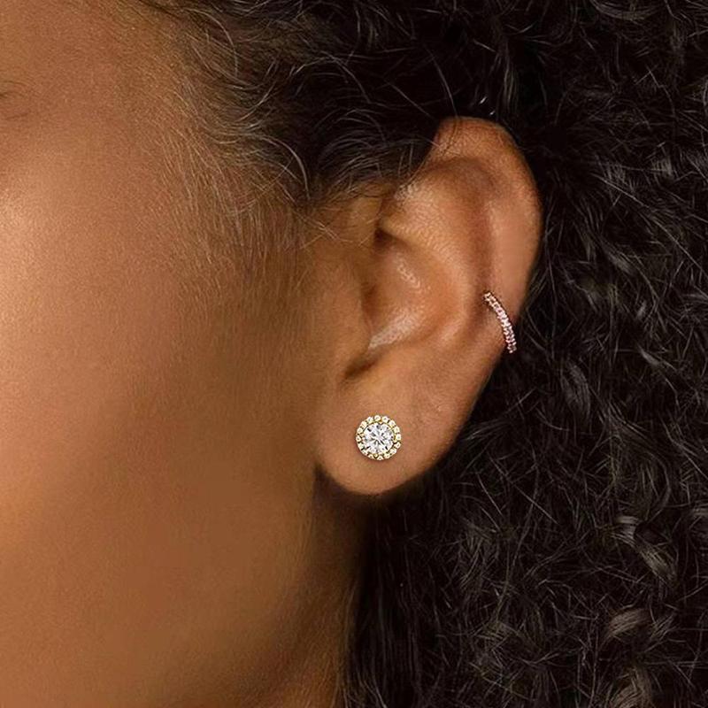 EAMTI 925 Sterling Silver Stud Earrings for Women Round Cut Cubic Zirconia CZ Stud Earrings Hypoallergenic