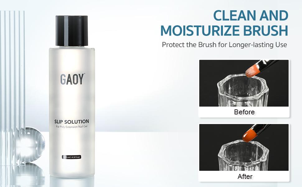 GAOY Slip Solution Set for Poly Gel Nails, 145ml Anti-stick Gel Liquid with Nail Art Brush, for Building Extension Gel Nails Polish Manicure