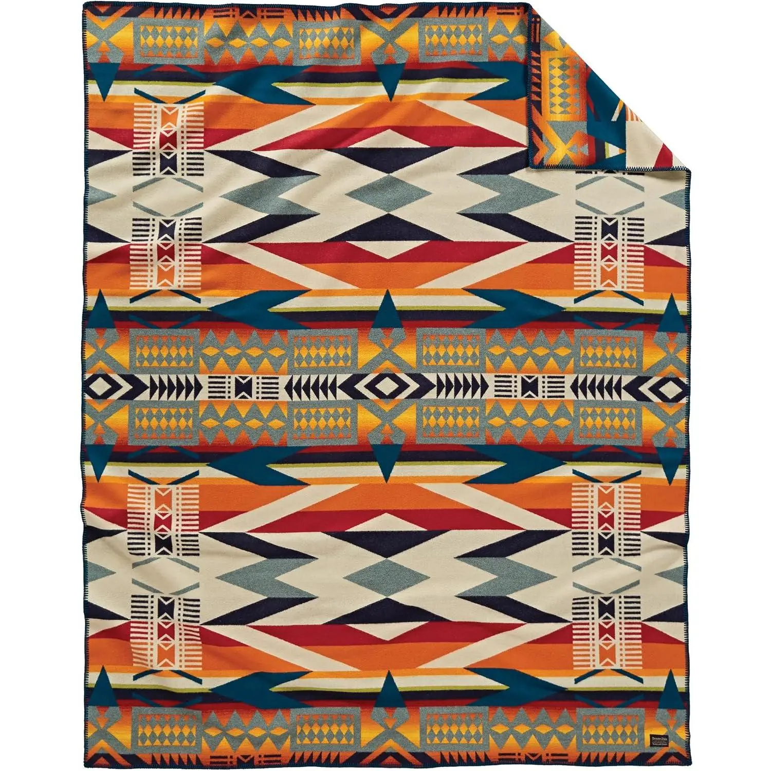 Pendleton Jacquard Unnapped Blanket, Wool Blend, Reversible, 64 x 80