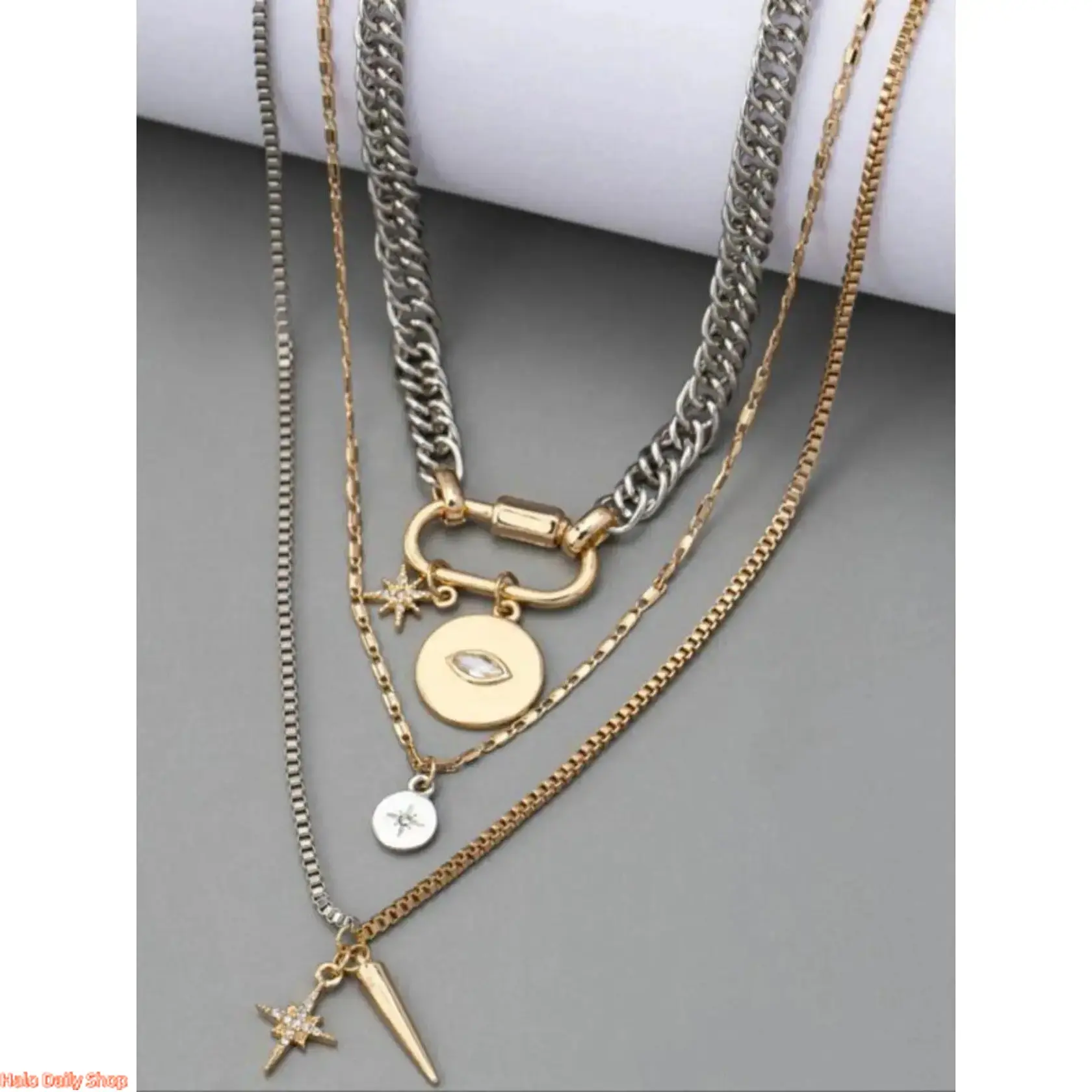 3pcs Layered Gold Necklace Set for Women, Dainty Minimalist Eye Pendant Stacking Jewelry, Tarnish Proof Accessory for Adults, Layered Chain Necklace, Multi Pendant Necklace