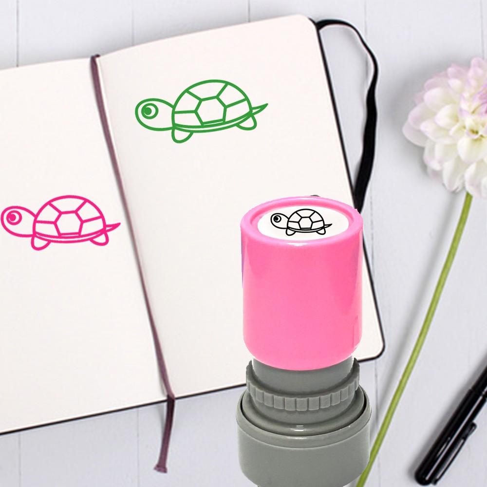 Turtle Pattern Handmade Stamps for Scrapbooking, Classroom Activities, Teacher Rewards, Fun Marking Stamps, Round Press-On Stamps